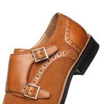 La Milano Mens Leather and Suede Double Monk Strap Loafer Dress Shoes