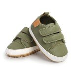 SOFMUO Baby Boys Girls High Top Ankle Leather Sneakers Soft Rubber Sole Infant Moccasins Newborn Oxford Loafers Anti-Slip Toddler Wedding Uniform Dress Shoes(A01/Green,12-18 Months)