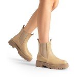 DREAM PAIRS Women's Chelsea Ankle Boots Fashion Low Heel Lug Sole Platform Fall Booties Shoes,Size 7.5,NUDE-NUBUCK,SDAB2412W