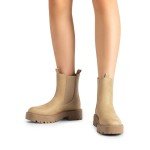 DREAM PAIRS Women's Chelsea Ankle Boots Fashion Low Heel Lug Sole Platform Fall Booties Shoes,Size 7.5,NUDE-NUBUCK,SDAB2412W