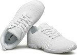 BAXINIER Girls White Cheerleading Shoes Breathable Youth Cheer Competition Sneakers Athletic Training Dance Tennis Walking Shoes - White 9.5 Toddler