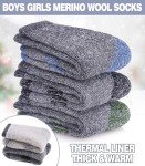 DOSKONI Kids Wool Hiking Socks Boys Girls Merino Wool Socks Thermal Winter Warm Thick Cushion Cozy Boot Crew Socks 3 Pairs-Black Blue Green,8-12 Year Old