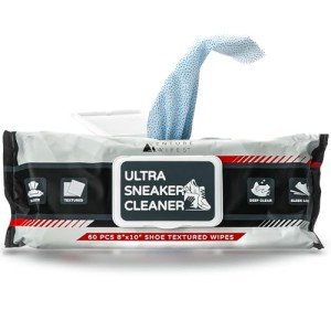 Venture Wipes | 60 Shoe Wipes to Remove Dirt, Grime & Provide Shoe Grip Traction | Multi-Purpose Sneaker Cleaner Wipes for Sneakerheads | Basketball Shoe Grip | Extra Large 8" x 10" Size | 60 Count