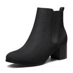 DREAM PAIRS Women’s DAB212 Elastic Gore Chelsea Boots Chunky Block Heel Ankle Bootie,Black,Size 7