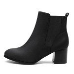 DREAM PAIRS Women’s DAB212 Elastic Gore Chelsea Boots Chunky Block Heel Ankle Bootie,Black,Size 7