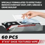Venture Wipes | 60 Shoe Wipes to Remove Dirt, Grime & Provide Shoe Grip Traction | Multi-Purpose Sneaker Cleaner Wipes for Sneakerheads | Basketball Shoe Grip | Extra Large 8" x 10" Size | 60 Count