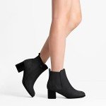 DREAM PAIRS Women’s DAB212 Elastic Gore Chelsea Boots Chunky Block Heel Ankle Bootie,Black,Size 7
