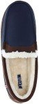 IZOD Men's Moccasin Slipper, Memory Foam Indoor/Outdoor House Shoes, Warm Classic Slip-On, Two-Tone Navy Blue, Men's Size 9.5-10.5