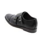 Metrocharm MC300 Men's Double Monk Strap Cap Toe Slip On Loafers Dress Shoes (12 D(M) US, Black)
