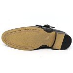 Metrocharm MC300 Men's Double Monk Strap Cap Toe Slip On Loafers Dress Shoes (12 D(M) US, Black)