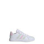 adidas Grand Court Lifestyle Tennis Lace-Up Shoes (Big Kid) Sneaker, White/Crystal Jade/Clear Pink, 2.5 US Unisex