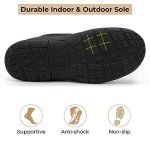 HomeTop Men's Memory Foam Moccasin Slippers, Indoor and Outdoor Warm Fuzzy Fleece House Shoes Black,12 US