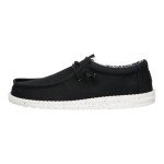 Hey Dude Men's Wally Stretch Canvas Black/White Size 11 | Men's Shoes | Men Slip-on Loafers | Comfortable & Light-Weight