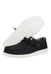 Hey Dude Men's Wally Stretch Canvas Black/White Size 11 | Men's Shoes | Men Slip-on Loafers | Comfortable & Light-Weight