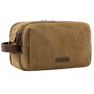 Men's Water-Resistant Canvas Toiletry Bag - Khaki