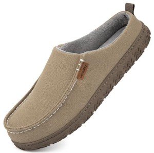 LongBay Men's Canvas Moccasin Slippers - Khaki