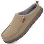 LongBay Men's Canvas Moccasin Slippers - Khaki