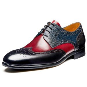 Men's Two-Tone Genuine Leather Wingtip Dress Shoes