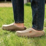 LongBay Men's Canvas Moccasin Slippers - Khaki