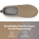 LongBay Men's Canvas Moccasin Slippers - Khaki