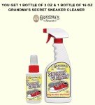 Grandma's Secret Sneaker Cleaner - for Rubber, Canvas, Leather, Stain Remover Spray Removes Dirt, Grime, Grass - Cleaner for Outdoor Shoes, Slippers, Moccasins - 16oz & 3oz Combo