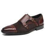 La Milano Men's Leather Suede Double Monk Loafers