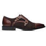 La Milano Men's Leather Suede Double Monk Loafers