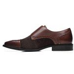 La Milano Men's Leather Suede Double Monk Loafers