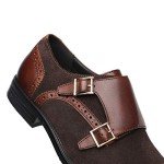 La Milano Men's Leather Suede Double Monk Loafers