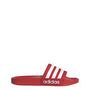 adidas Unisex Adilette Shower Slide Sandal, Vivid Red/White/Vivid Red, 9 US Women