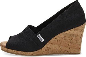 TOMS Classic Black Woven Wedge Sandal - Size 7