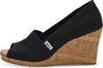 TOMS Classic Black Woven Wedge Sandal - Size 7
