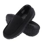 Men's Memory Foam Moccasin Slippers - Black