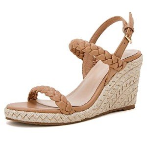 VETASTE Braided Ankle Strap Espadrille Heels