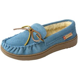 Alpine Swiss Sabine Suede Shearling Moccasin Slippers
