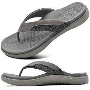 Men's Comfort Flip Flops with Arch Support - Grey