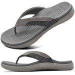 Men's Comfort Flip Flops with Arch Support - Grey