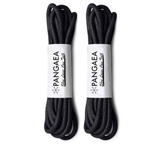 PANGAEA [4 Laces] 2-Pair Pack Waxed Round Oxford Shoe Laces for Dress Shoes Chukka 3/32Inch Thin(#01 Black,39in (100cm))