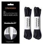 PANGAEA [4 Laces] 2-Pair Pack Waxed Round Oxford Shoe Laces for Dress Shoes Chukka 3/32Inch Thin(#01 Black,39in (100cm))
