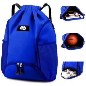 Blue Sports Backpack with Shoe & Ball Compartment