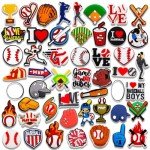 25 50PCS Baseball Shoe Charms for Croc Bubble Slides Clogs Sandals, Sports Balls Shoe Accessories Decorations for Boys Men Teens Adults (25)
