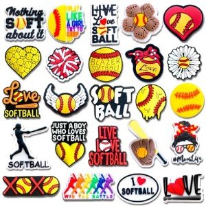 24 Pcs Softball Charms for Men’s Shoes