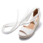 Huiyuzhi Womens Lace Up Platform Wedge Espadrille Sandals Open Toe Strappy Summer Dress Shoes