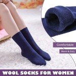 LINEMIN Wool Socks for Women Winter Warm Hiking Thick Warm Cozy Boot Crew Gift Socks 5 Pairs (Purple/Blue/Black/Dark Gray/Light Gray)