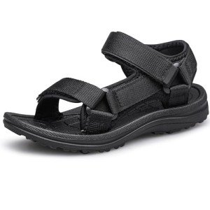 vibdiv Boys Girls Sandals Open-Toe Summer Outdoor Unisex Child Sport Sandals Athletic Lightweight Black Big Kid Size 5