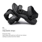 vibdiv Boys Girls Sandals Open-Toe Summer Outdoor Unisex Child Sport Sandals Athletic Lightweight Black Big Kid Size 5