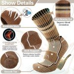 ANTSANG Merino Wool Hiking Socks for Men & Women Thermal Warm Winter Thick Cozy Crew Work Boot Gift Socks Stocking Stuffers 5 Pairs(Yellow,L)