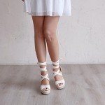 Huiyuzhi Womens Lace Up Platform Wedge Espadrille Sandals Open Toe Strappy Summer Dress Shoes