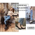 Athlefit Women's Chelsea Ankle Boots Platform Slip On Chunky Heel Lug Sole Leather Booties Black 9