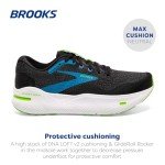 Brooks Men’s Ghost Max Cushion Neutral Running & Walking Shoe - Black/Atomic Blue/Jasmine - 12 Medium